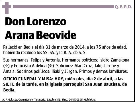 ARANA BEOVIDE,LORENZO