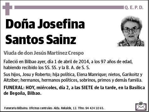 SANTOS SAINZ,JOSEFINA