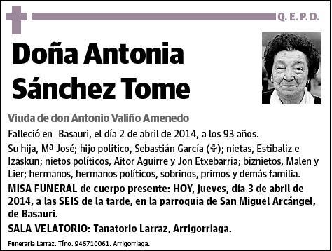 SANCHEZ TOME,ANTONIA