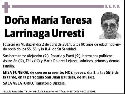 LARRINAGA URRESTI,MARIA TERESA