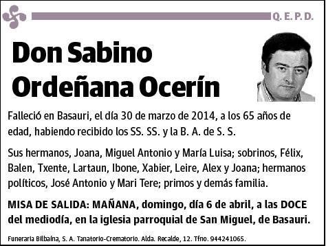 ORDEÑANA OCERIN,SABINO