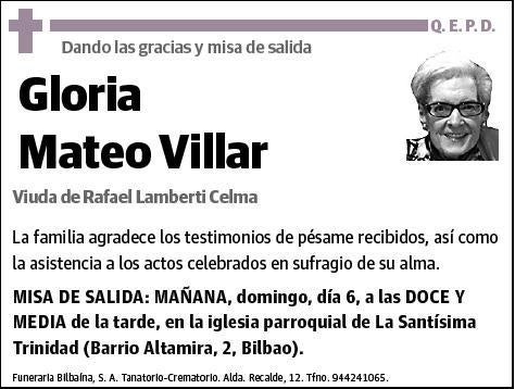 MATEO VILLAR,GLORIA