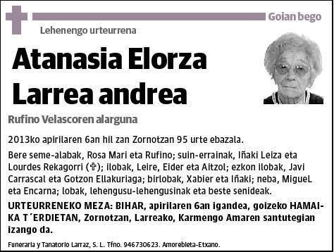 ELORZA LARREA,ATANASIA