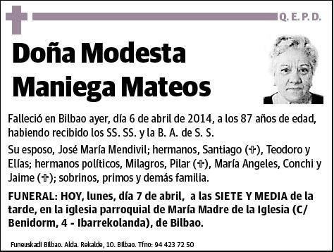 MANIEGA MATEOS,MODESTA