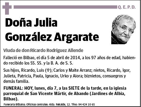 GONZALEZ ARGARATE,JULIA