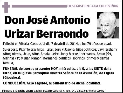 URIZAR BERRAONDO,JOSE ANTONIO