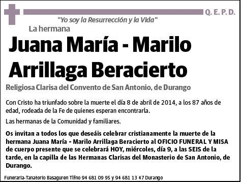 ARRILLAGA BERACIERTO JUANA MARIA MARILO