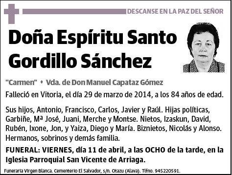 GORDILLO SANCHEZ,ESPIRITU SANTO