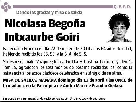 INTXAURBE GOIRI,NICOLASA BEGOÑA