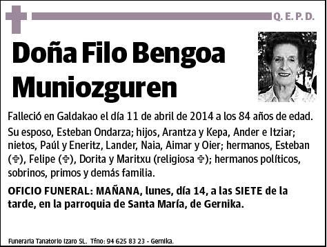 BENGOA MUNIOZGUREN,FILO