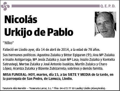 URKIJO DE PABLO,NICOLAS