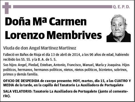 LORENZO MEMBRIVES,Mª CARMEN