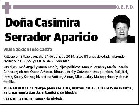 SERRADOR APARICIO,CASIMIRA