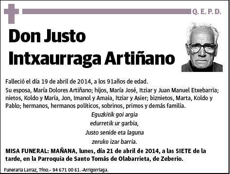 INTXAURRAGA ARTIÑANA,JUSTO