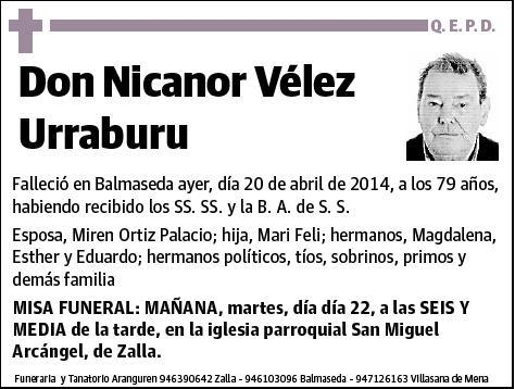 VELEZ URRABURU,NICANOR