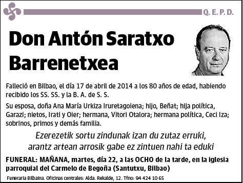 SARATXO BARRENETXEA,ANTON