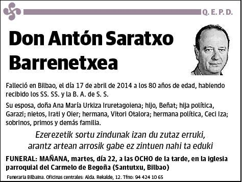 SARATXO BARRENETXEA,ANTON