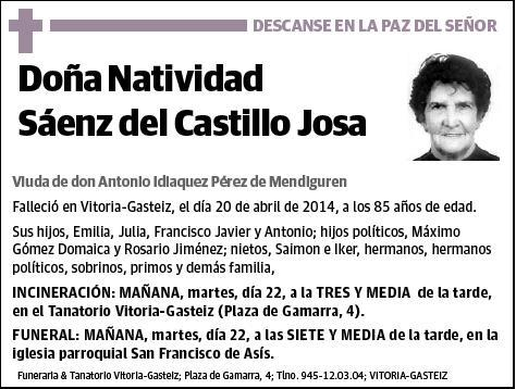 SAENZ DEL CASTILLO JOSA,NATIVIDAD