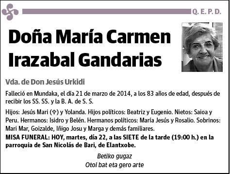 IRAZABAL GANDARIAS,MARIA CARMEN