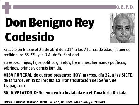 REY CODESIDO,BENIGNO