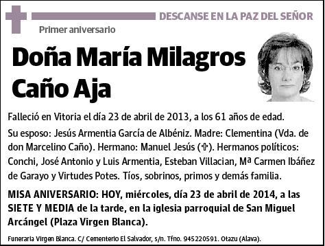 CAÑO AJA,MARIA MILAGROS