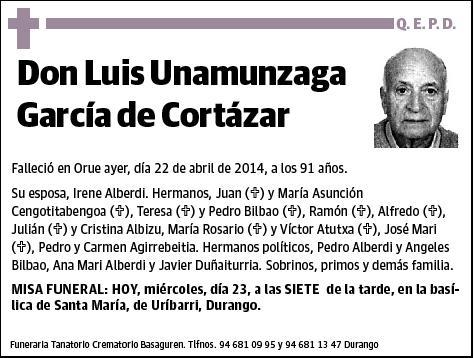 UNAMUNZAGA GARCIA DE CORTAZAR,LUIS