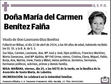 BENITEZ FAIÑA,MARIA DEL CARMEN