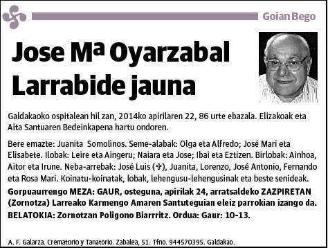 OYARZABAL LARRABIDE,JOSE Mª