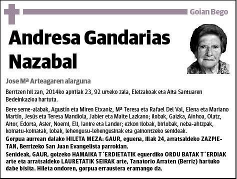 GANDARIAS NAZABAL,ANDRESA