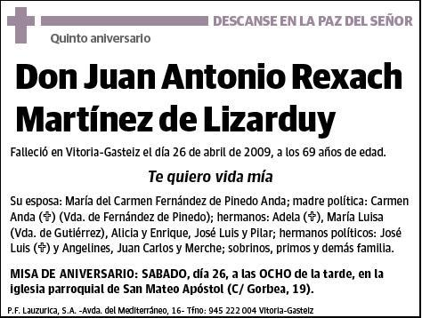 REXACH MARTINEZ DE LIZARDUY,JUAN ANTONIO