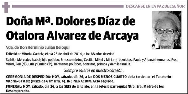 DIAZ DE OTALORA ALVAREZ DE ARCAYA,Mª DOLORES