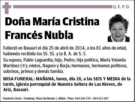 FRANCES NUBLA,MARIA CRISTINA