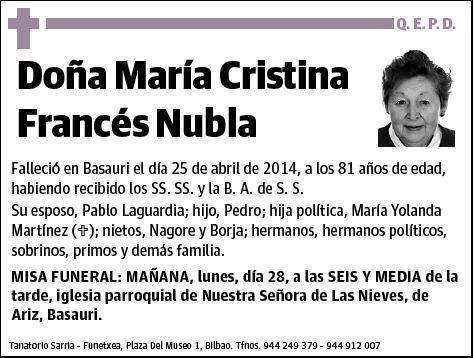 FRANCES NUBLA,MARIA CRISTINA