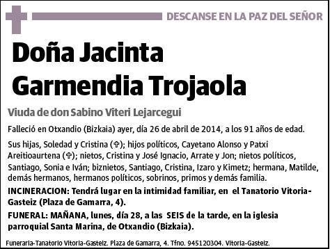 GARMENDIA TROJAOLA,JACINTA