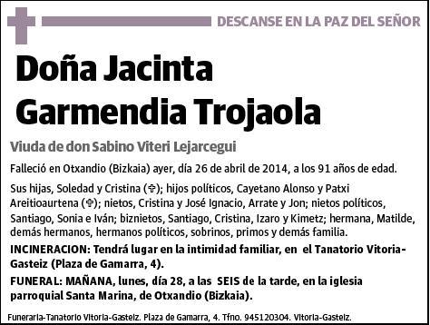 GARMENDIA TROJAOLA,JACINTA