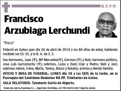 ARZUBIAGA LERCHUNDI,FRANCISCO