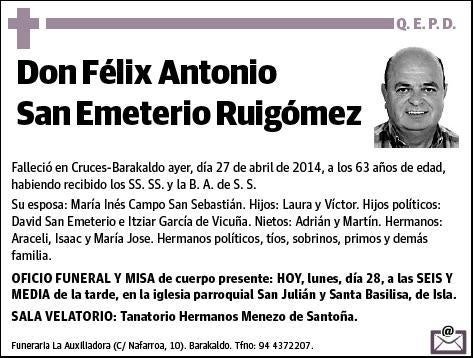 SAN EMETERIO RUIGOMEZ,FELIX ANTONIO