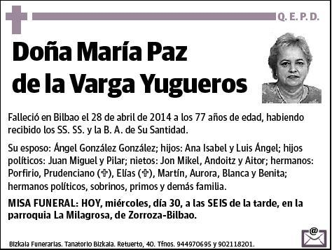 DE LA VARGA YUGUEROS,MARIA PAZ