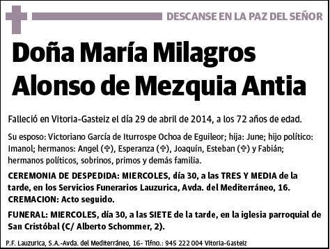 ALONSO DE MEZQUIA ANTIA,MARIA MILAGROS