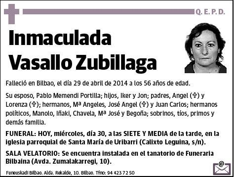 VASALLO ZUBILLAGA,INMACULADA