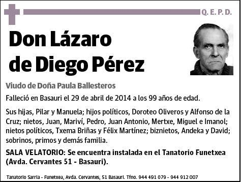 DE DIEGO PEREZ,LAZARO