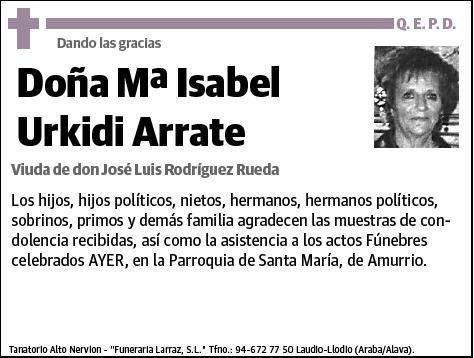 URKIDI ARRATE,Mª ISABEL