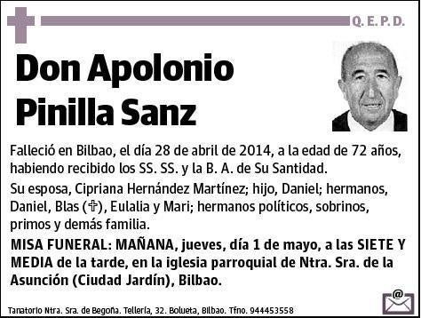 PINILLA SANZ,APOLONIO