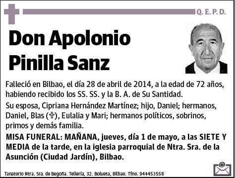 PINILLA SANZ,APOLONIO