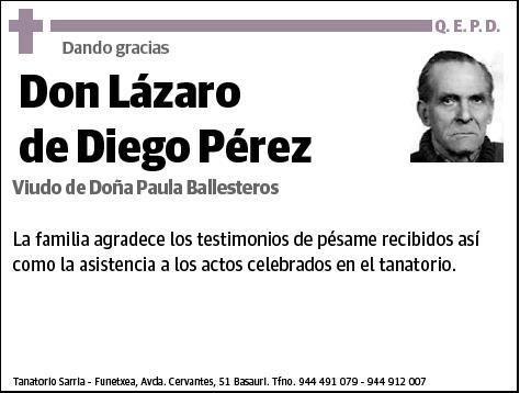 DE DIEGO PEREZ,LAZARO