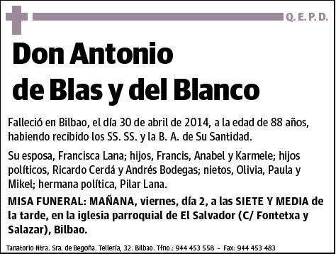 DE BLAS Y DEL BLANCO,ANTONIO