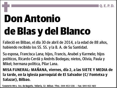 DE BLAS Y DEL BLANCO,ANTONIO