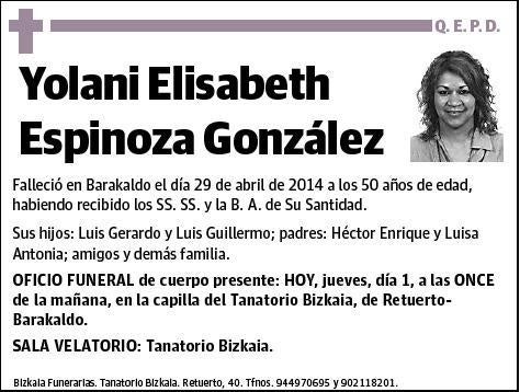 ESPINOZA GONZALEZ,YOLANI ELISABETH