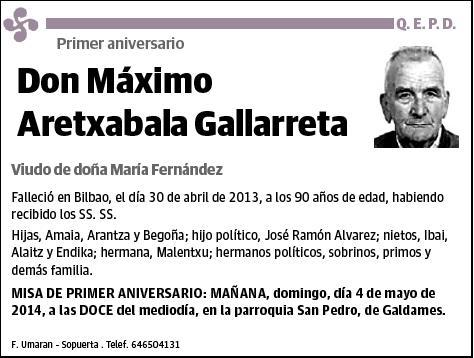 ARETXABALA GALLARRETA,MAXIMO