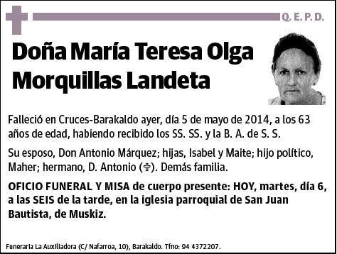 MORQUILLAS LANDERA,MARIA TERESA OLGA